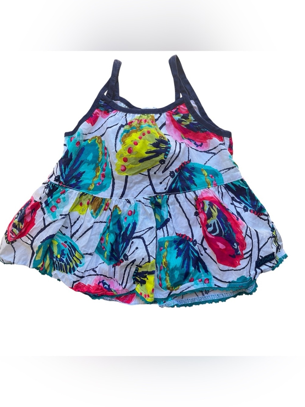 NWT Catimini Girls Colorful Butterfly Print Tiered Tunic Dress SZ 18 MOS
